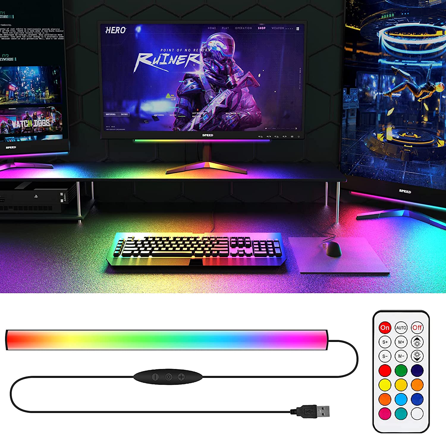 Sob a barra de luz do monitor  - Setup Desk Monitor avaliação e preço